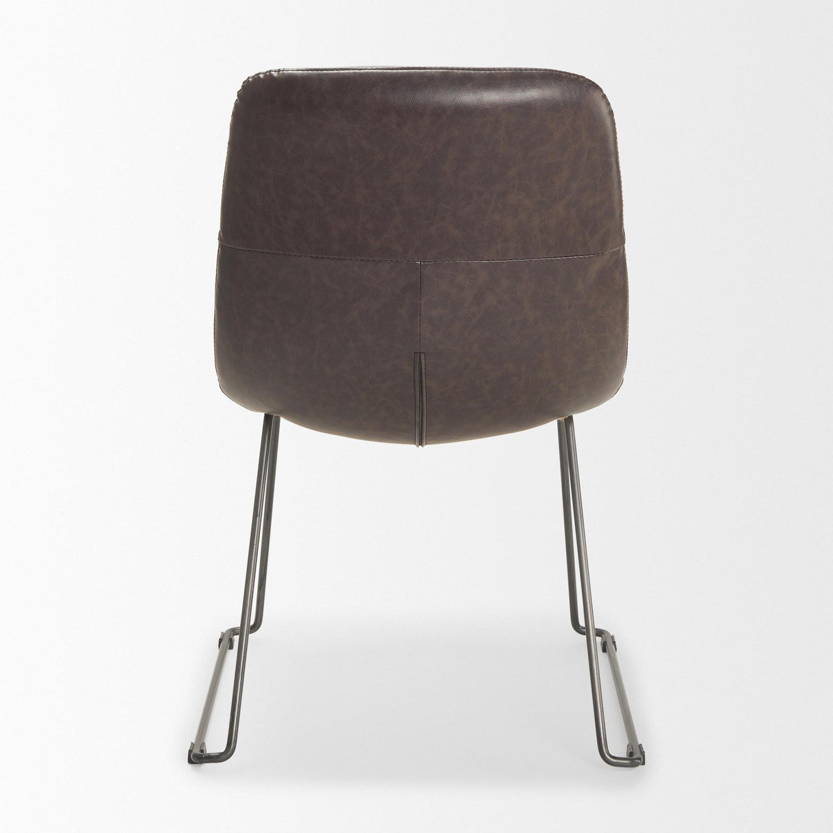 Mercana Sawyer I Dark Brown Faux-Leather Seat Black Iron Frame Dining Chair