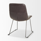 Mercana Sawyer I Dark Brown Faux-Leather Seat Black Iron Frame Dining Chair