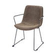 Mercana Sawyer II Brown Faux-Leather Seat Black Iron Frame Dining Chair