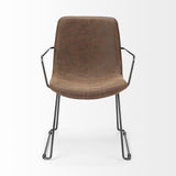 Mercana Sawyer II Brown Faux-Leather Seat Black Iron Frame Dining Chair