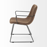 Mercana Sawyer II Brown Faux-Leather Seat Black Iron Frame Dining Chair