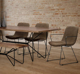 Mercana Sawyer I Brown Faux-Leather Seat BlackIron Frame Dining Chair