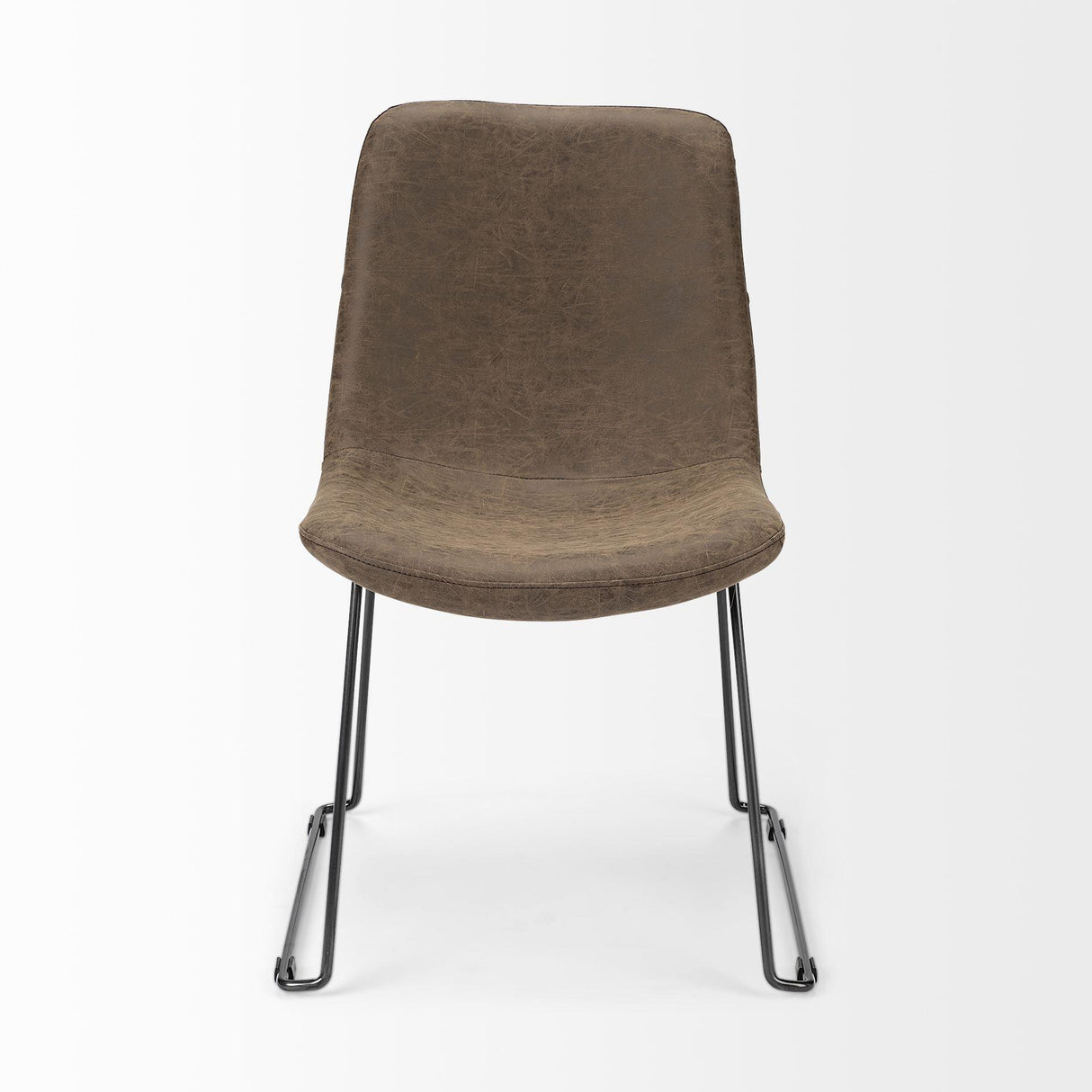 Mercana Sawyer I Brown Faux-Leather Seat BlackIron Frame Dining Chair