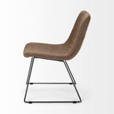 Mercana Sawyer I Brown Faux-Leather Seat BlackIron Frame Dining Chair
