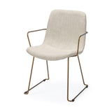 Mercana Sawyer II Beige Fabric Wrap Gold Metal Frame Dining Chair