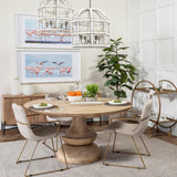 Mercana Sawyer II Beige Fabric Wrap Gold Metal Frame Dining Chair