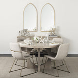 Mercana Sawyer II Beige Fabric Wrap Gold Metal Frame Dining Chair