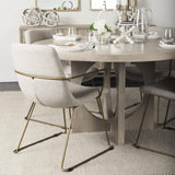 Mercana Sawyer II Beige Fabric Wrap Gold Metal Frame Dining Chair