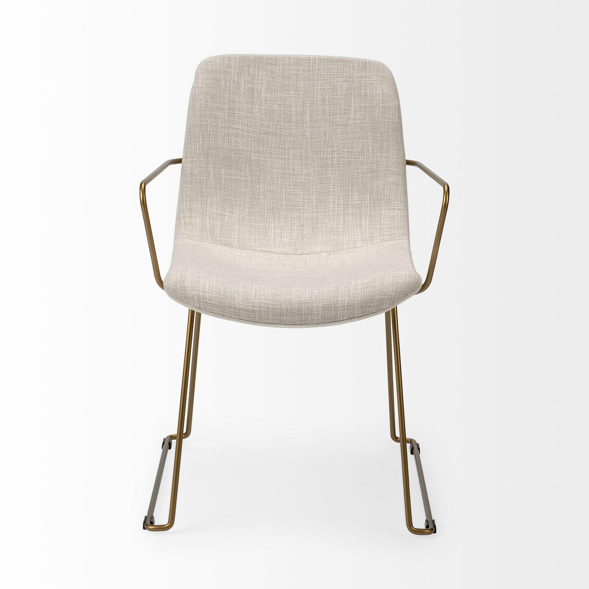 Mercana Sawyer II Beige Fabric Wrap Gold Metal Frame Dining Chair