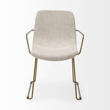 Mercana Sawyer II Beige Fabric Wrap Gold Metal Frame Dining Chair