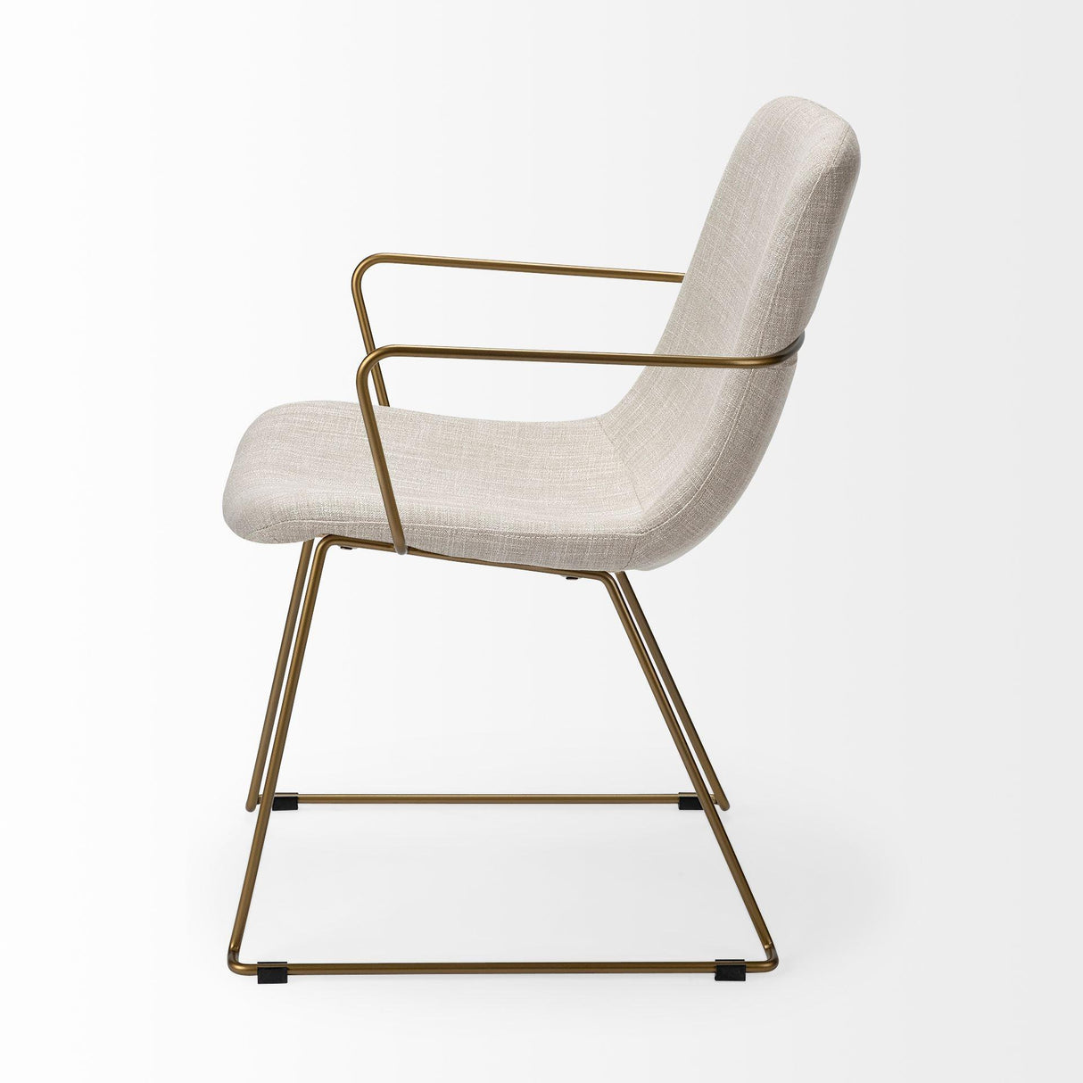 Mercana Sawyer II Beige Fabric Wrap Gold Metal Frame Dining Chair