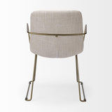 Mercana Sawyer II Beige Fabric Wrap Gold Metal Frame Dining Chair