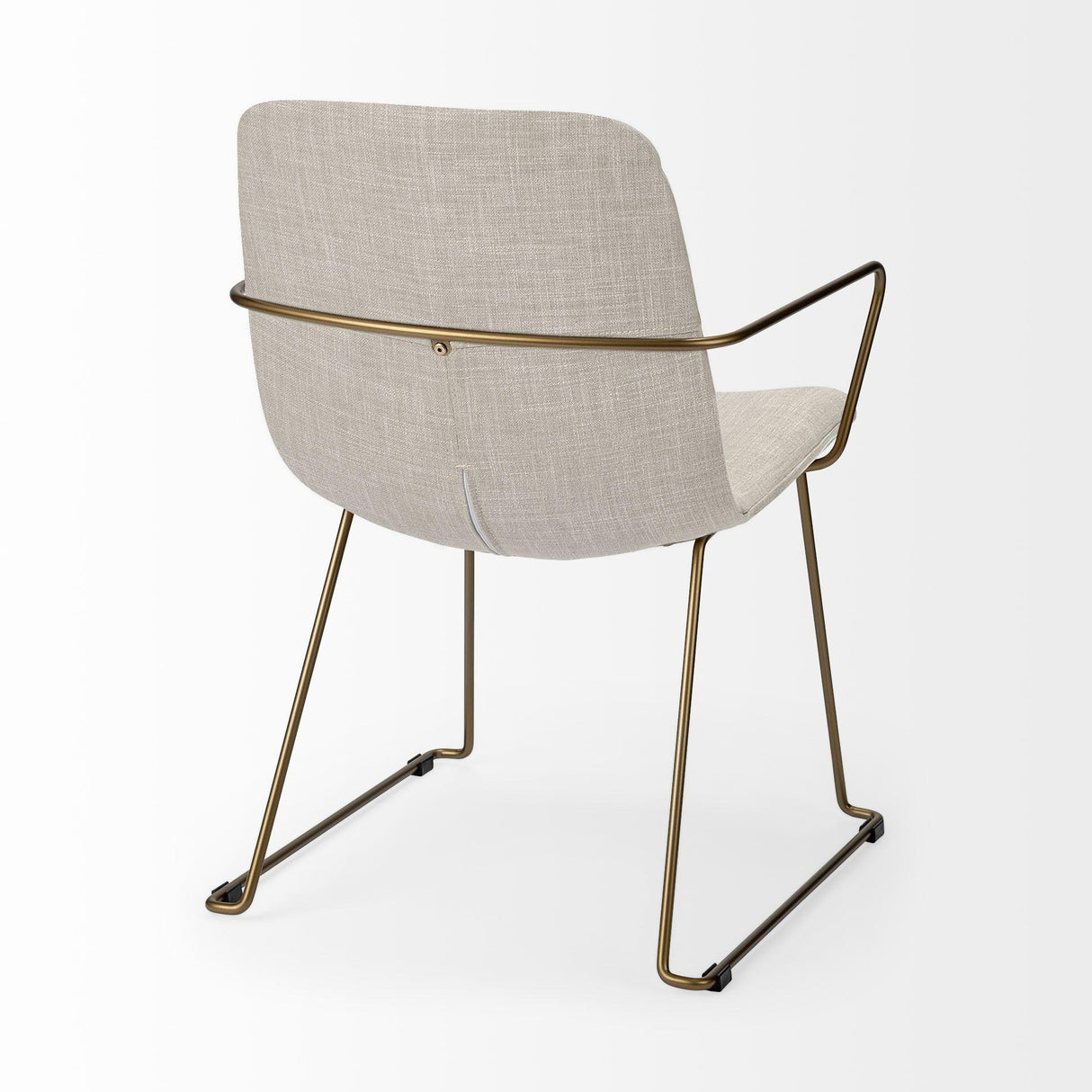Mercana Sawyer II Beige Fabric Wrap Gold Metal Frame Dining Chair