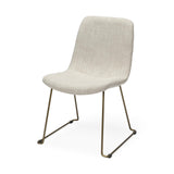 Mercana Sawyer I Beige Fabric Seat Gold Metal Frame Dining Chair