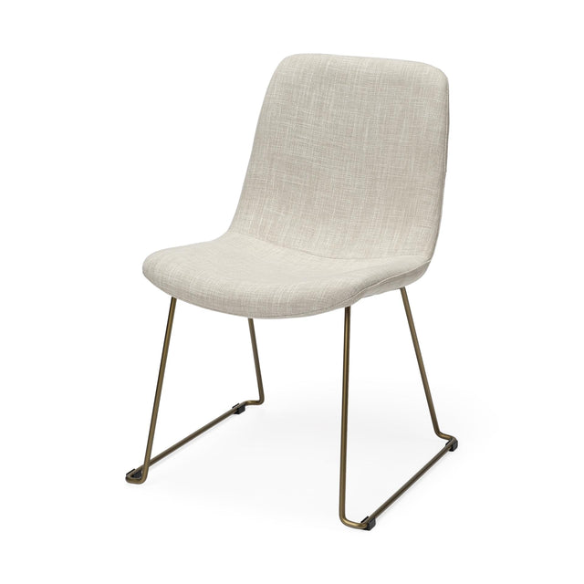 Mercana Sawyer I Beige Fabric Seat Gold Metal Frame Dining Chair