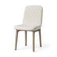 Mercana David Diamond Tuffed Cream Fabric Wrap Brown Wood Base Dining Chair