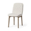 Mercana David Diamond Tuffed Cream Fabric Wrap Brown Wood Base Dining Chair