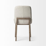 Mercana David Diamond Tuffed Cream Fabric Wrap Brown Wood Base Dining Chair