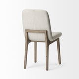 Mercana David Diamond Tuffed Cream Fabric Wrap Brown Wood Base Dining Chair
