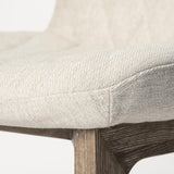 Mercana David Diamond Tuffed Cream Fabric Wrap Brown Wood Base Dining Chair