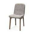Mercana David Grey Fabric Wrap Medium Brown Wood Base Dining Chair