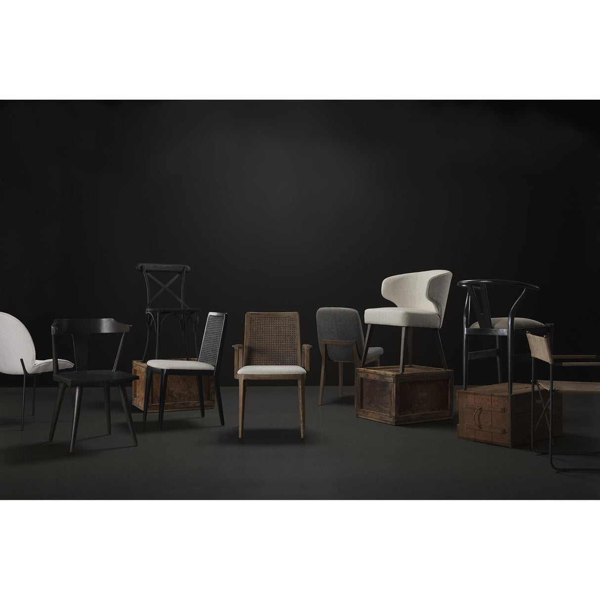 Mercana David Grey Fabric Wrap Medium Brown Wood Base Dining Chair