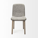 Mercana David Grey Fabric Wrap Medium Brown Wood Base Dining Chair