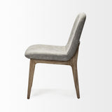 Mercana David Grey Fabric Wrap Medium Brown Wood Base Dining Chair