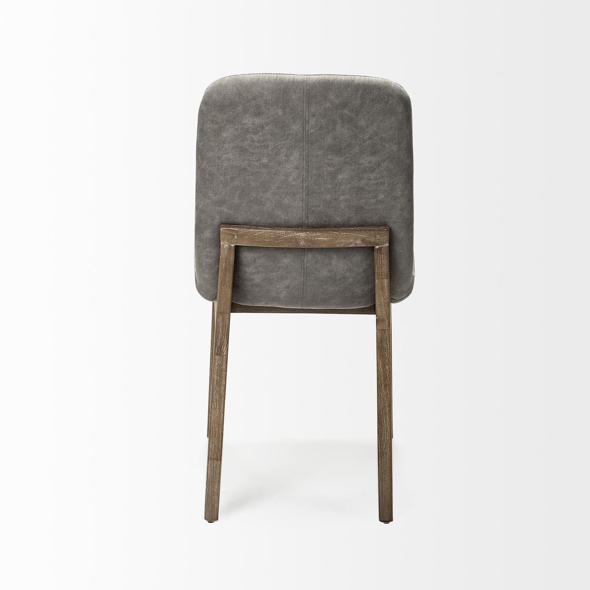 Mercana David Grey Fabric Wrap Medium Brown Wood Base Dining Chair