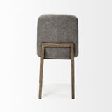 Mercana David Grey Fabric Wrap Medium Brown Wood Base Dining Chair