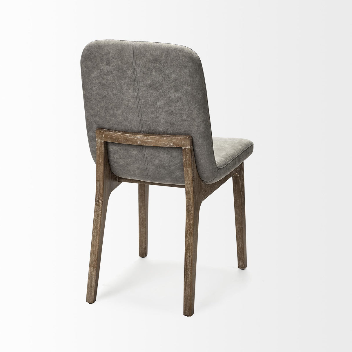 Mercana David Grey Fabric Wrap Medium Brown Wood Base Dining Chair