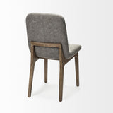 Mercana David Grey Fabric Wrap Medium Brown Wood Base Dining Chair