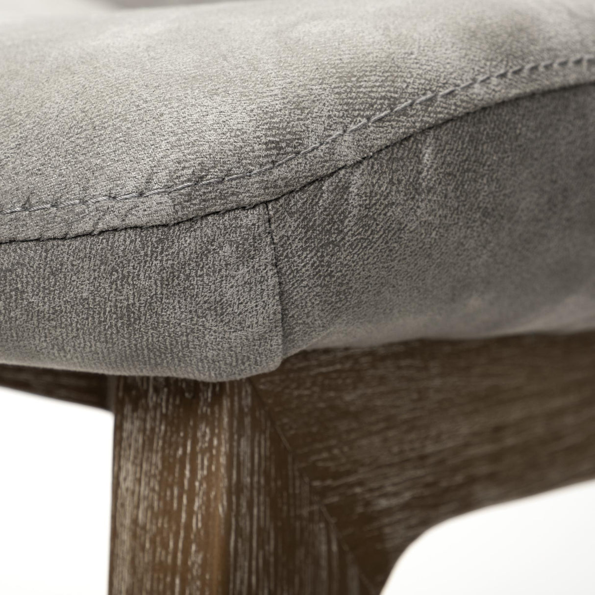 Mercana David Grey Fabric Wrap Medium Brown Wood Base Dining Chair
