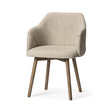 Mercana Ronald II Cream Fabric Wrap Brown Wooden Base Dining Chair