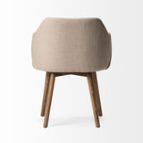 Mercana Ronald II Cream Fabric Wrap Brown Wooden Base Dining Chair
