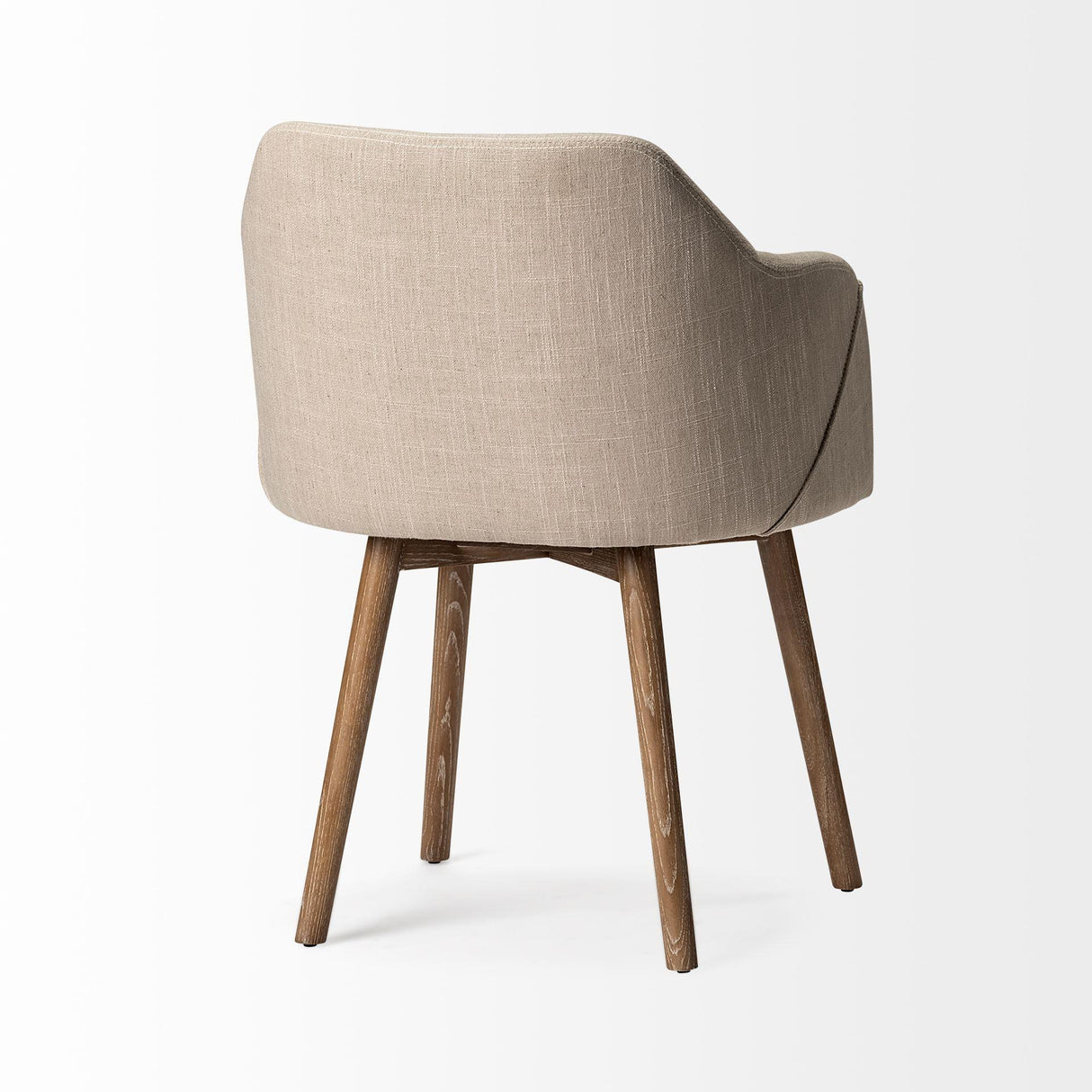 Mercana Ronald II Cream Fabric Wrap Brown Wooden Base Dining Chair
