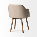 Mercana Ronald II Cream Fabric Wrap Brown Wooden Base Dining Chair
