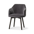 Mercana Ronald II Grey Velvet Wrap Black Wooden Base Dining Chair