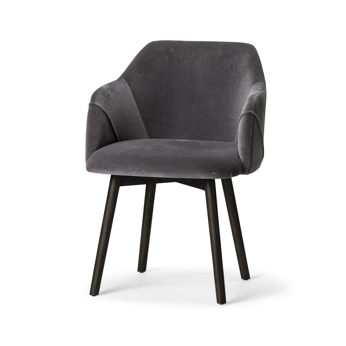 Mercana Ronald II Grey Velvet Wrap Black Wooden Base Dining Chair