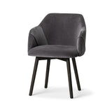Mercana Ronald II Grey Velvet Wrap Black Wooden Base Dining Chair