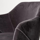 Mercana Ronald II Grey Velvet Wrap Black Wooden Base Dining Chair