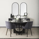 Mercana Ronald II Grey Velvet Wrap Black Wooden Base Dining Chair