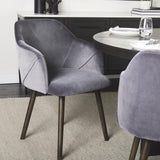 Mercana Ronald II Grey Velvet Wrap Black Wooden Base Dining Chair