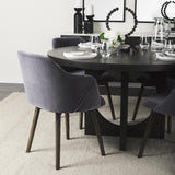 Mercana Ronald II Grey Velvet Wrap Black Wooden Base Dining Chair