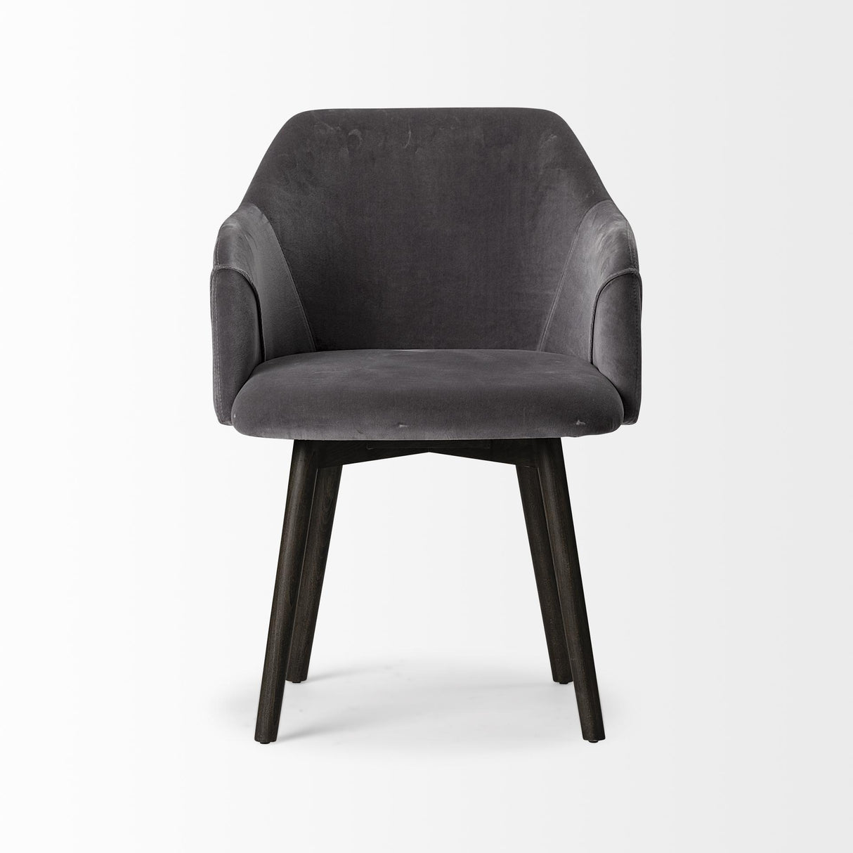 Mercana Ronald II Grey Velvet Wrap Black Wooden Base Dining Chair