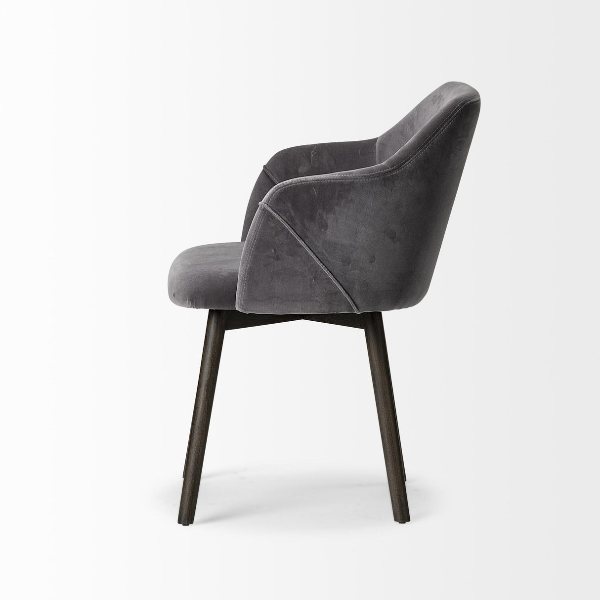 Mercana Ronald II Grey Velvet Wrap Black Wooden Base Dining Chair