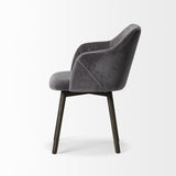 Mercana Ronald II Grey Velvet Wrap Black Wooden Base Dining Chair