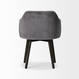 Mercana Ronald II Grey Velvet Wrap Black Wooden Base Dining Chair