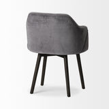 Mercana Ronald II Grey Velvet Wrap Black Wooden Base Dining Chair