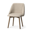 Mercana Ronald I Cream Fabric Wrap Brown Wooden Base Dining Chair